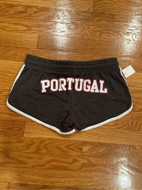 Portugal Heart Charcoal Gray Women's Athletic Shorts Size M